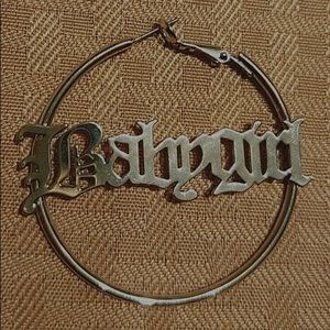 “Babygirl” Silver Hoop Earrings